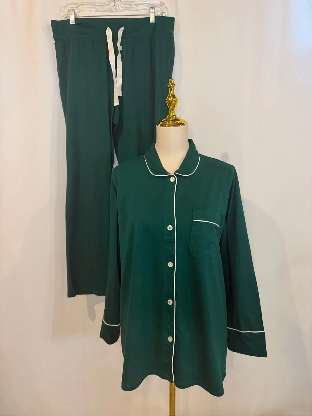 J.Crew petite long sleeve pajama set in dark green